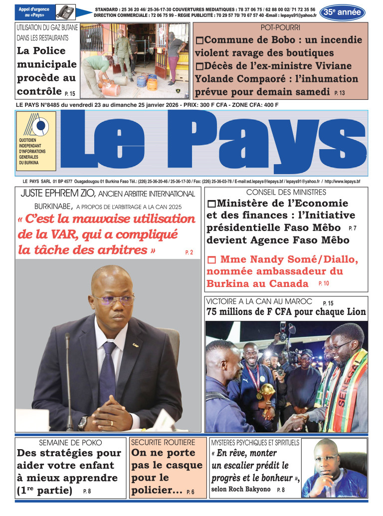 LA UNE DU PAYS DU 23 AU 25-01-2026