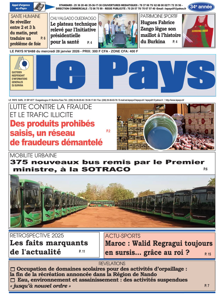 LA UNE DU PAYS DU 28-01-2026