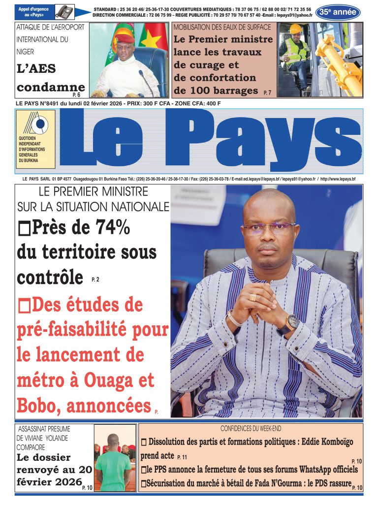 LA UNE DU PAYS DU 02-02-2026